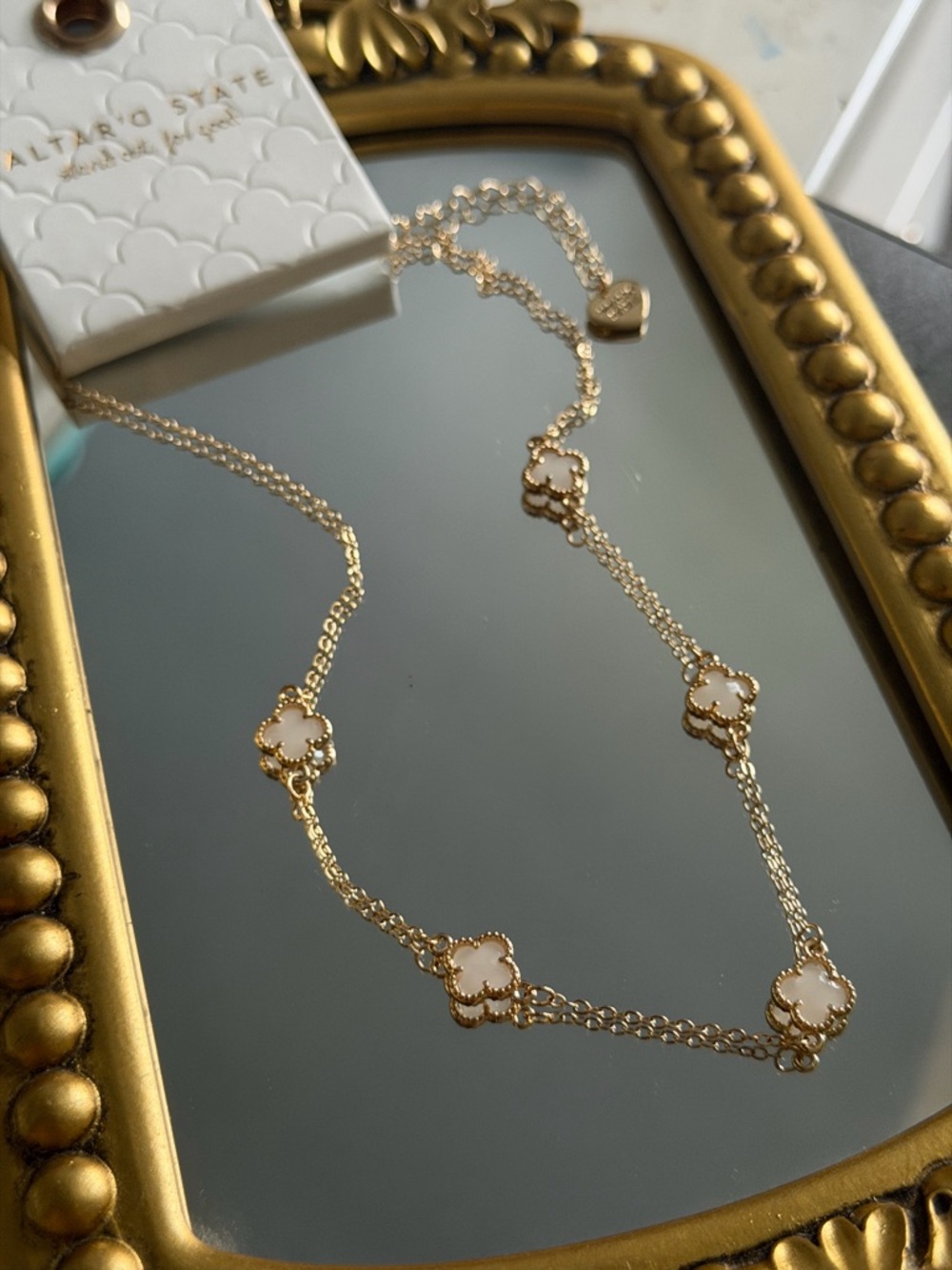 Altar'd State Gold Necklace with Cream Clover Accents - Picture 2 of 4